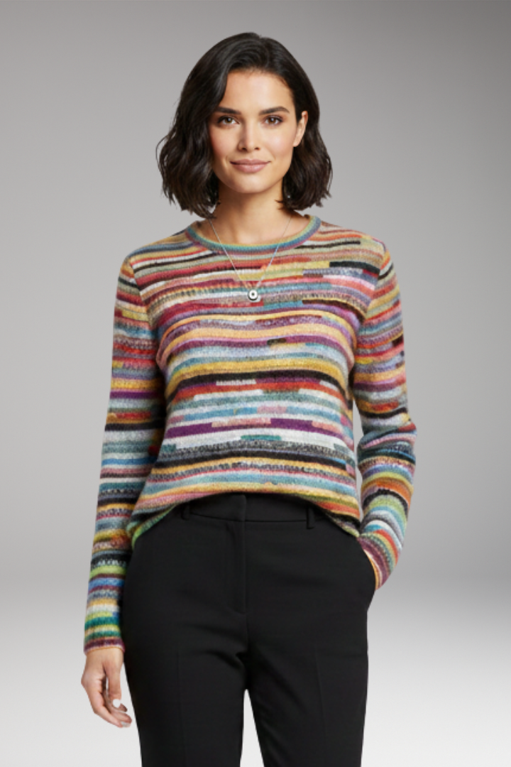 Women's Striped Sweater Round Neckline
