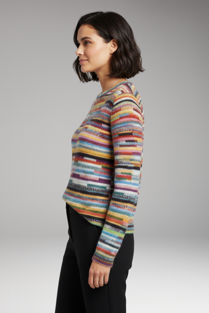 Women's Striped Sweater Round Neckline