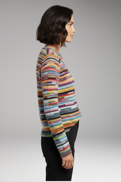 Women's Striped Sweater Round Neckline