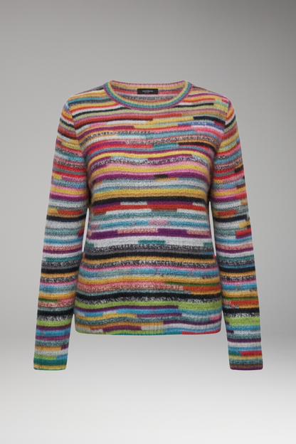 Women's Striped Sweater Round Neckline - VibreMode