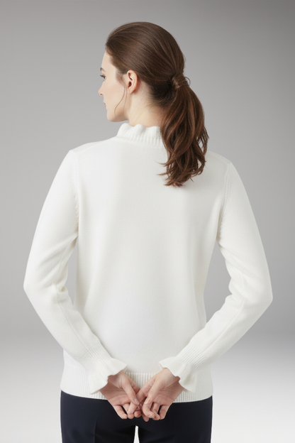 Women's Ruffle Collar Sweater Decorative Buttons