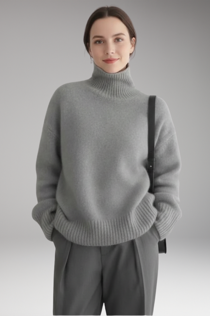 Women's Turtleneck Sweater Ribbed Trim