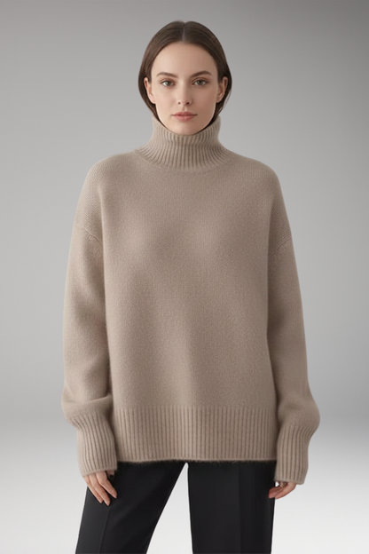 Women's Turtleneck Sweater Ribbed Trim