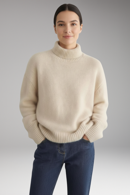 Women's Turtleneck Sweater Ribbed Trim