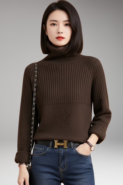 Women's Turtleneck Sweater Ribbed Knit