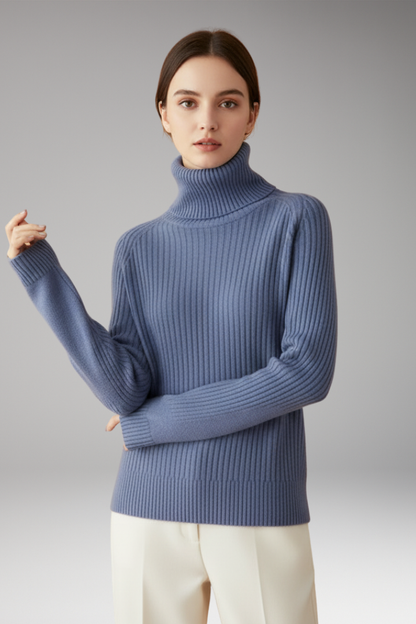 Women's Turtleneck Sweater Ribbed Knit