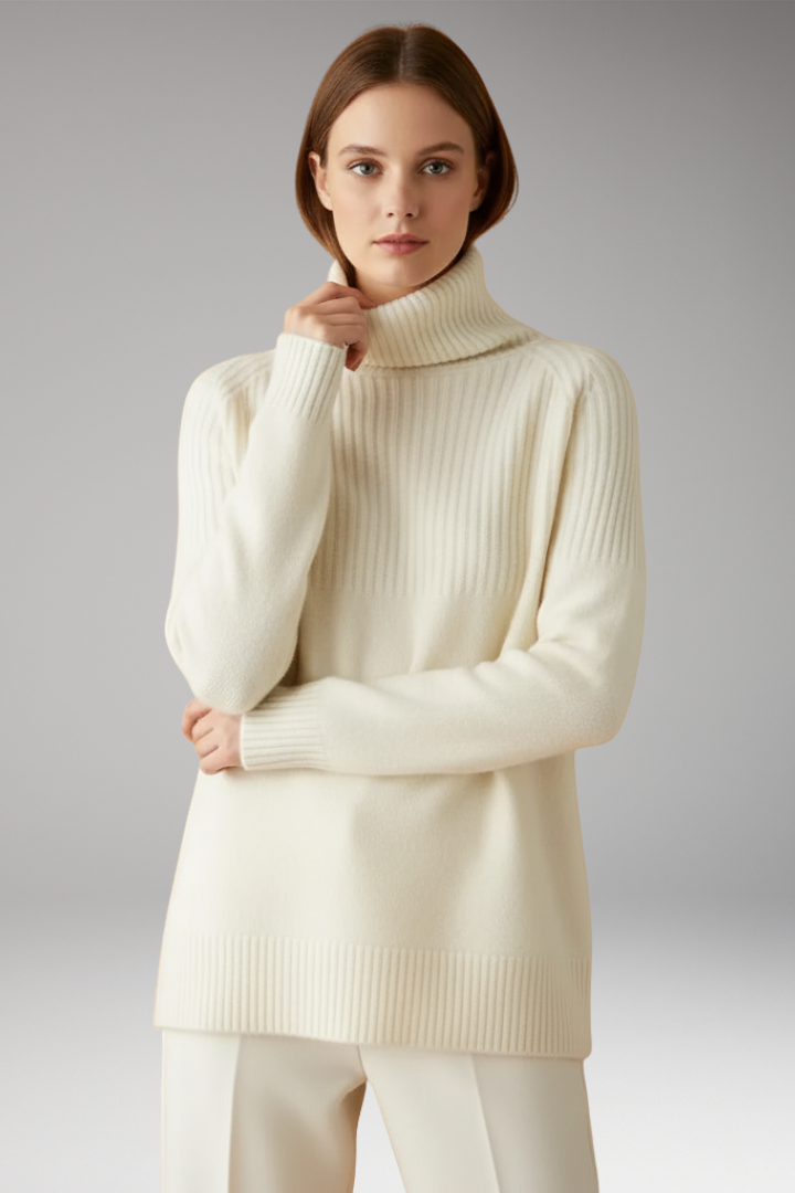 Women's Turtleneck Sweater Ribbed Knit