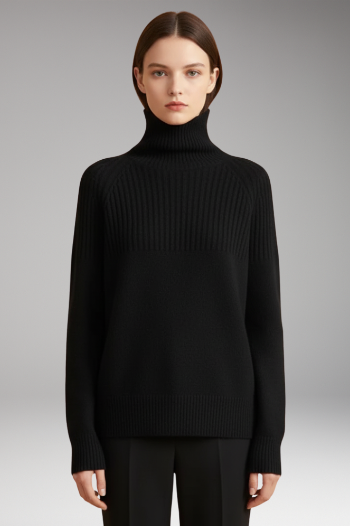 Women's Turtleneck Sweater Ribbed Knit