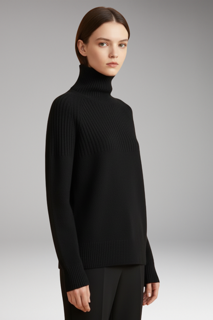 Women's Turtleneck Sweater Ribbed Knit