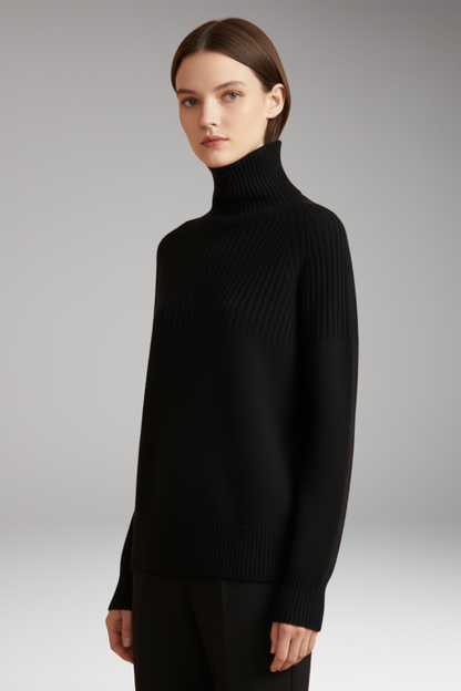 Women's Turtleneck Sweater Ribbed Knit