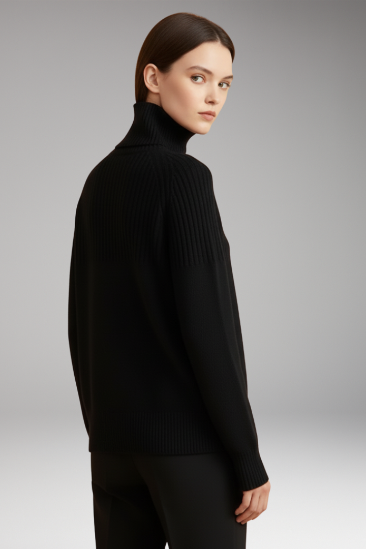 Women's Turtleneck Sweater Ribbed Knit