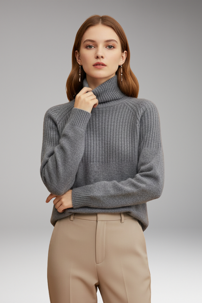 Women's Turtleneck Sweater Ribbed Knit
