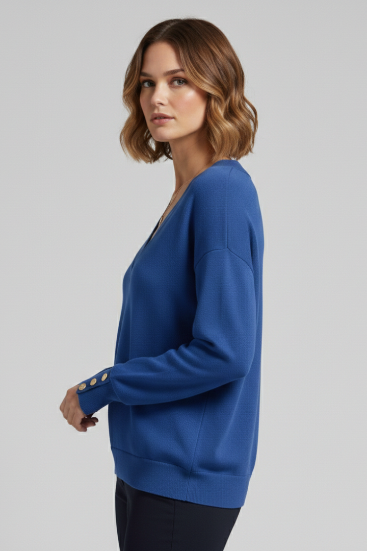 Women's V-Neck Sweater Dropped Shoulder Design
