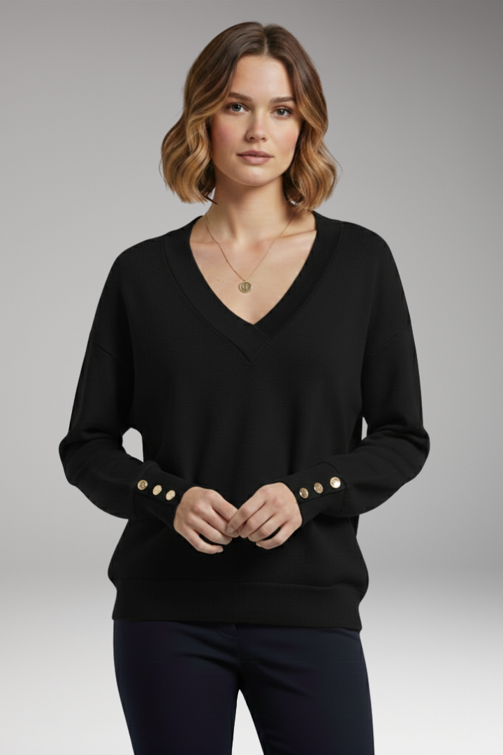 Women's V-Neck Sweater Dropped Shoulder Design