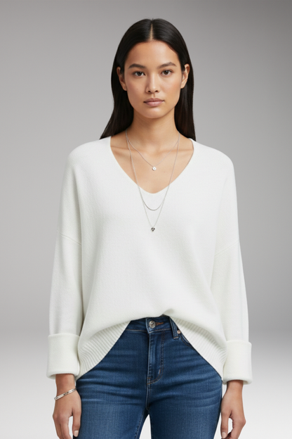 Women's V-Neck Sweater Relaxed Fit
