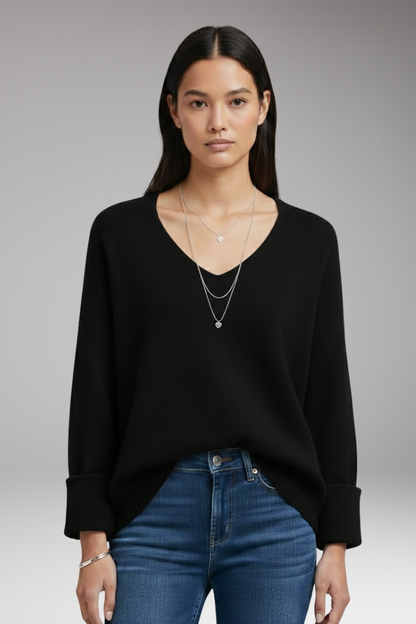 Women's V-Neck Sweater Relaxed Fit