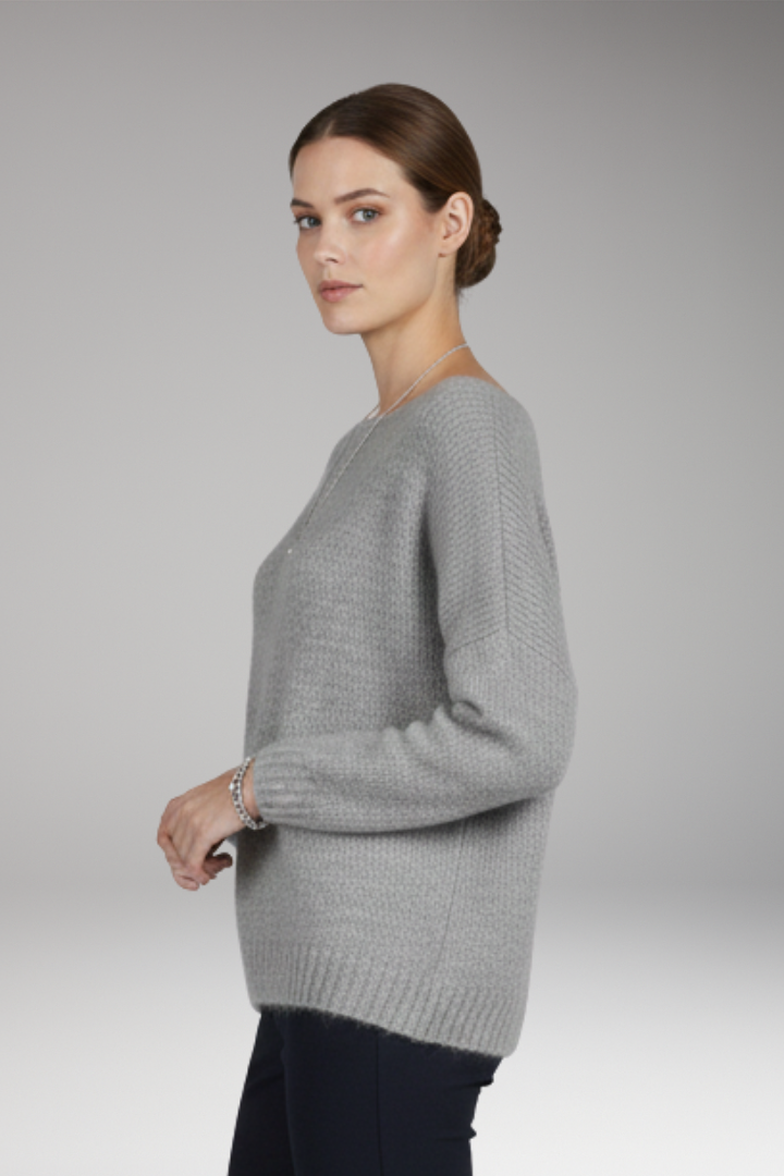 Women's Textured Sweater Wide Neckline