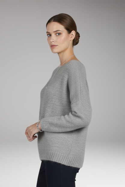 Women's Textured Sweater Wide Neckline