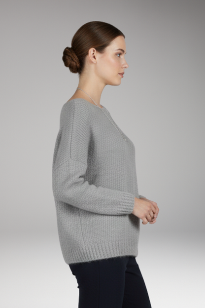 Women's Textured Sweater Wide Neckline