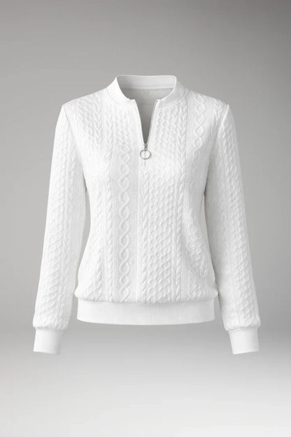 Women's Cable Knit Sweater Zip Neck - VibreMode