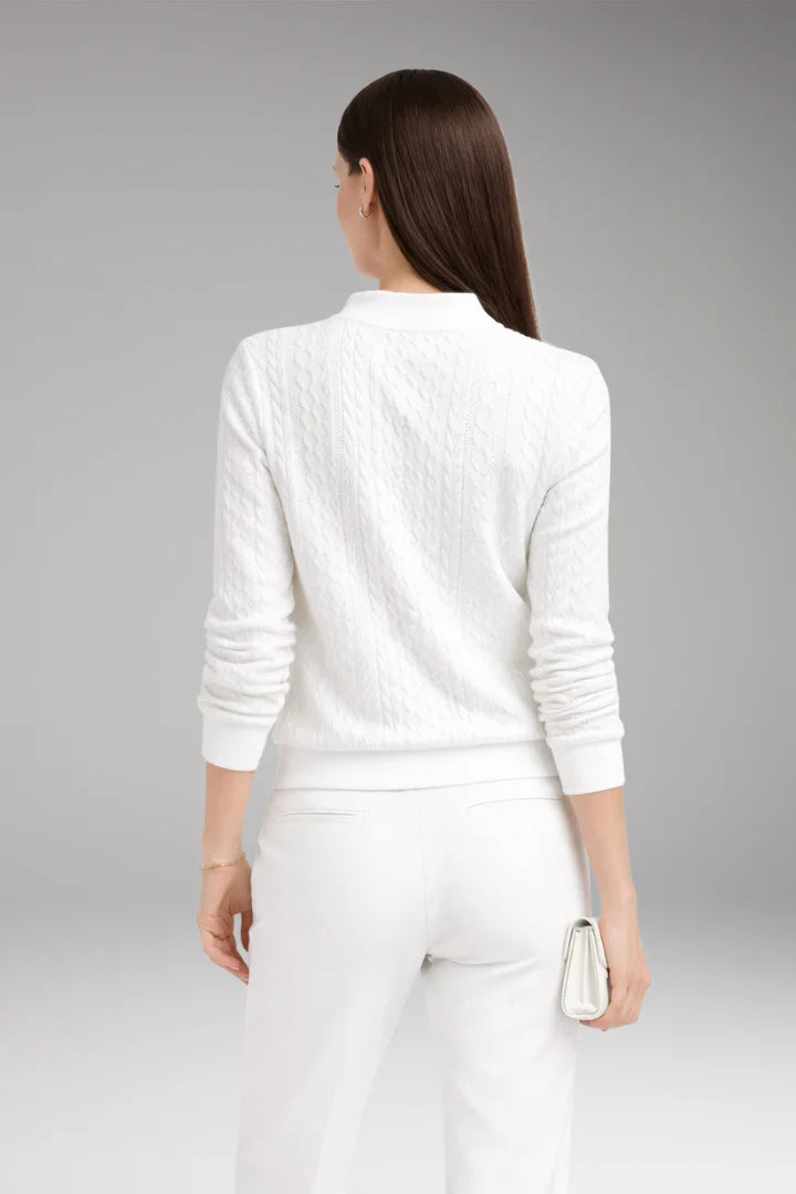 Women's Cable Knit Sweater Zip Neck