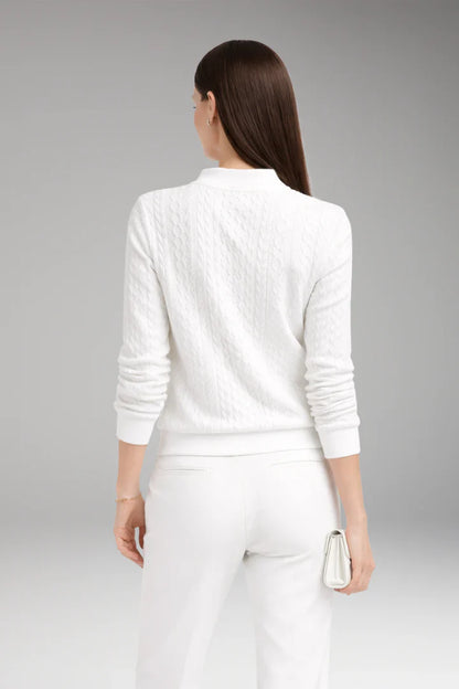 Women's Cable Knit Sweater Zip Neck