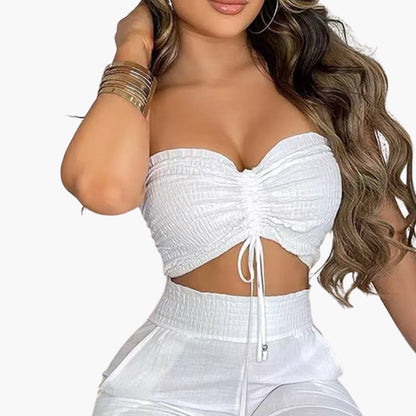 Women's Crop Wide Leg Pants Set - VibreMode