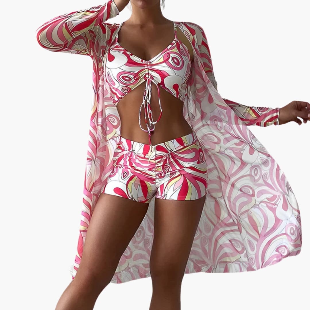 Women's One-Piece Swimsuit Swirl Print Overlay Panel