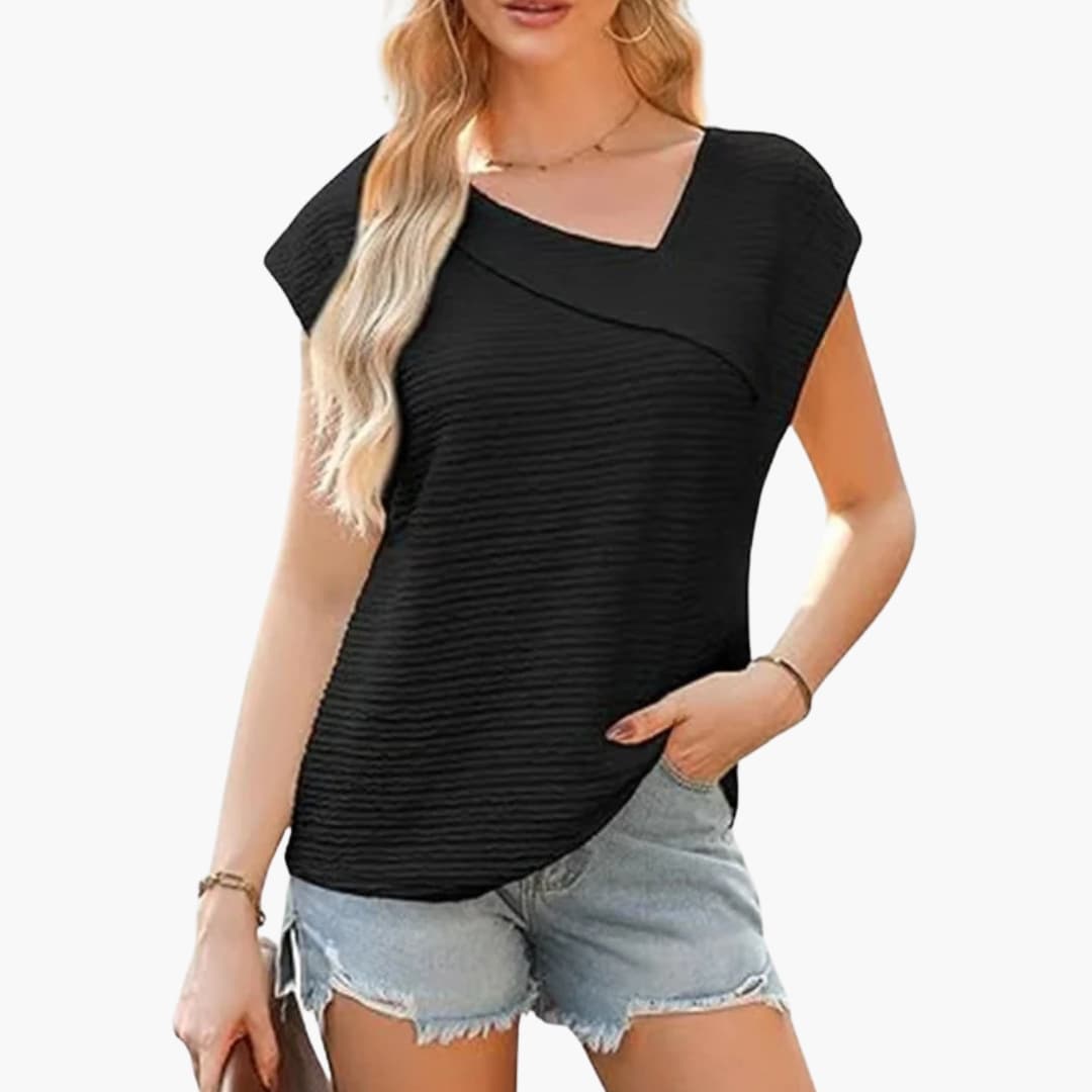 Women's Short Sleeve Asymmetrical T-Shirt Stretch Fabric