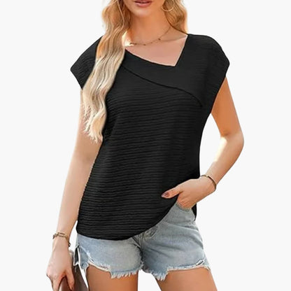Women's Short Sleeve Asymmetrical T-Shirt Stretch Fabric