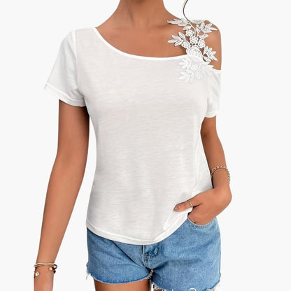Women's Short Sleeve Floral Embroidery T-Shirt