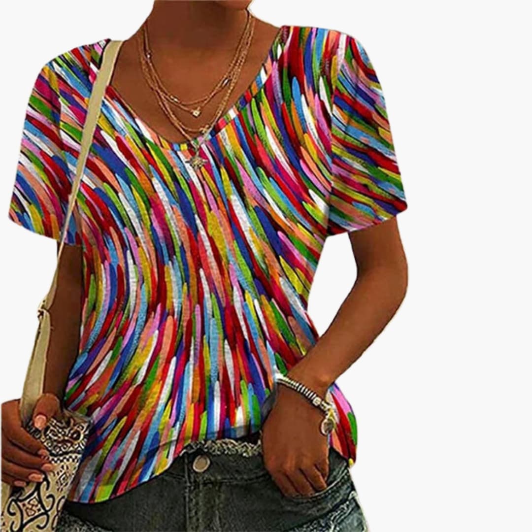 Women's Round Neck T-Shirt Printed Design - VibreMode