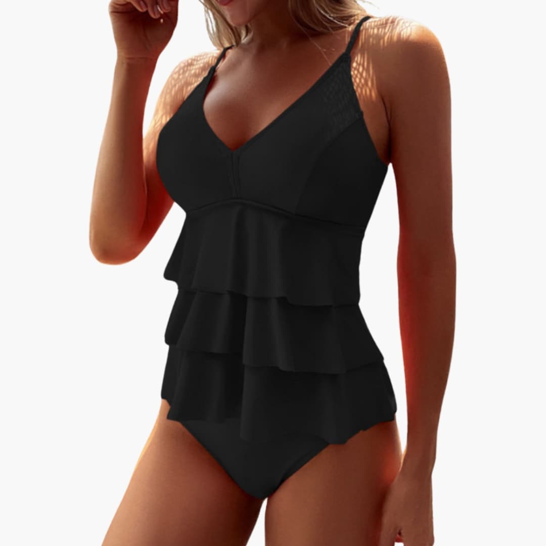 Women's Tankini Swimsuit Adjustable Straps Elastic Waist