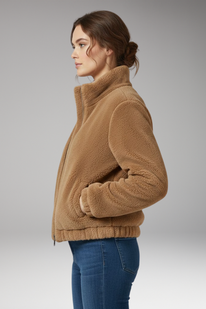 Women's Teddy Bomber Jacket Front Zipper