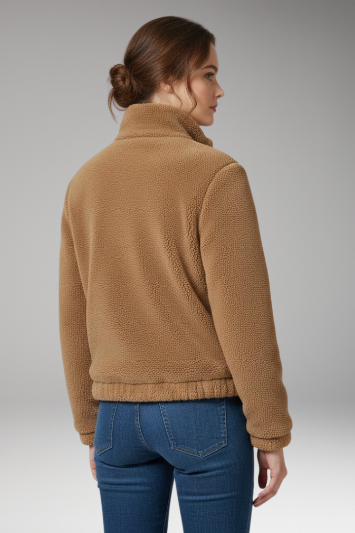 Women's Teddy Bomber Jacket Front Zipper