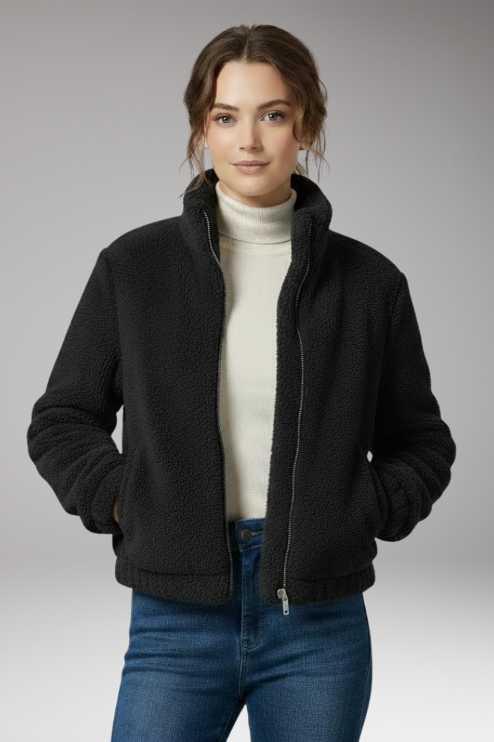 Women's Teddy Bomber Jacket Front Zipper
