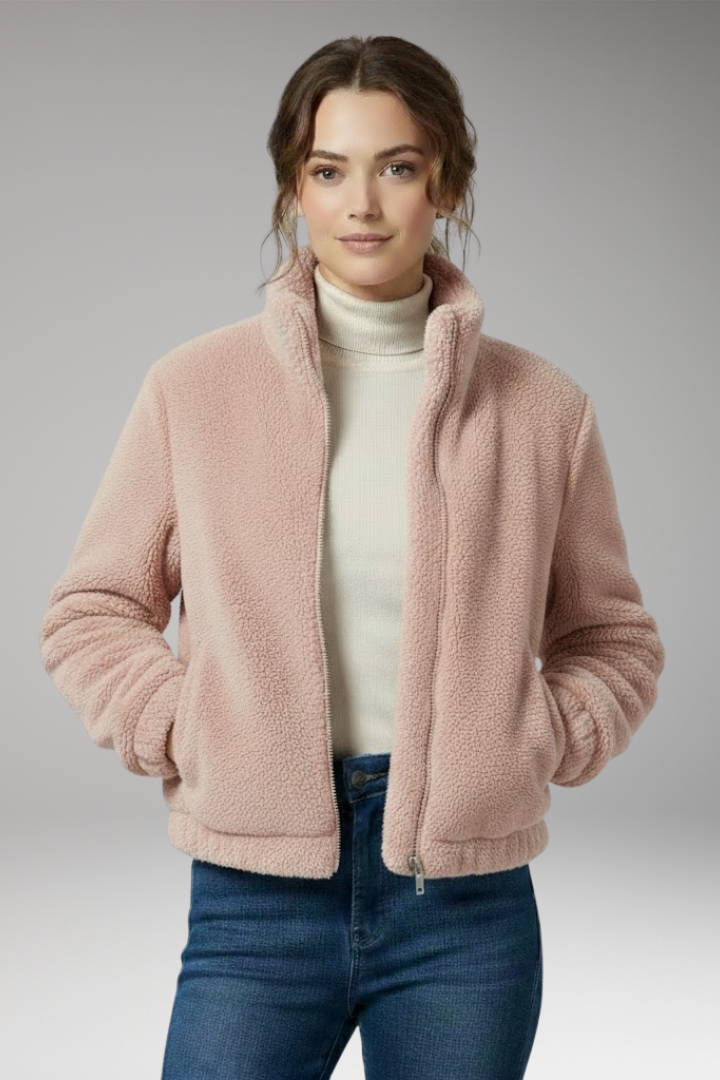 Women's Teddy Bomber Jacket Front Zipper