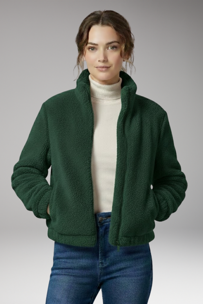 Women's Teddy Bomber Jacket Front Zipper