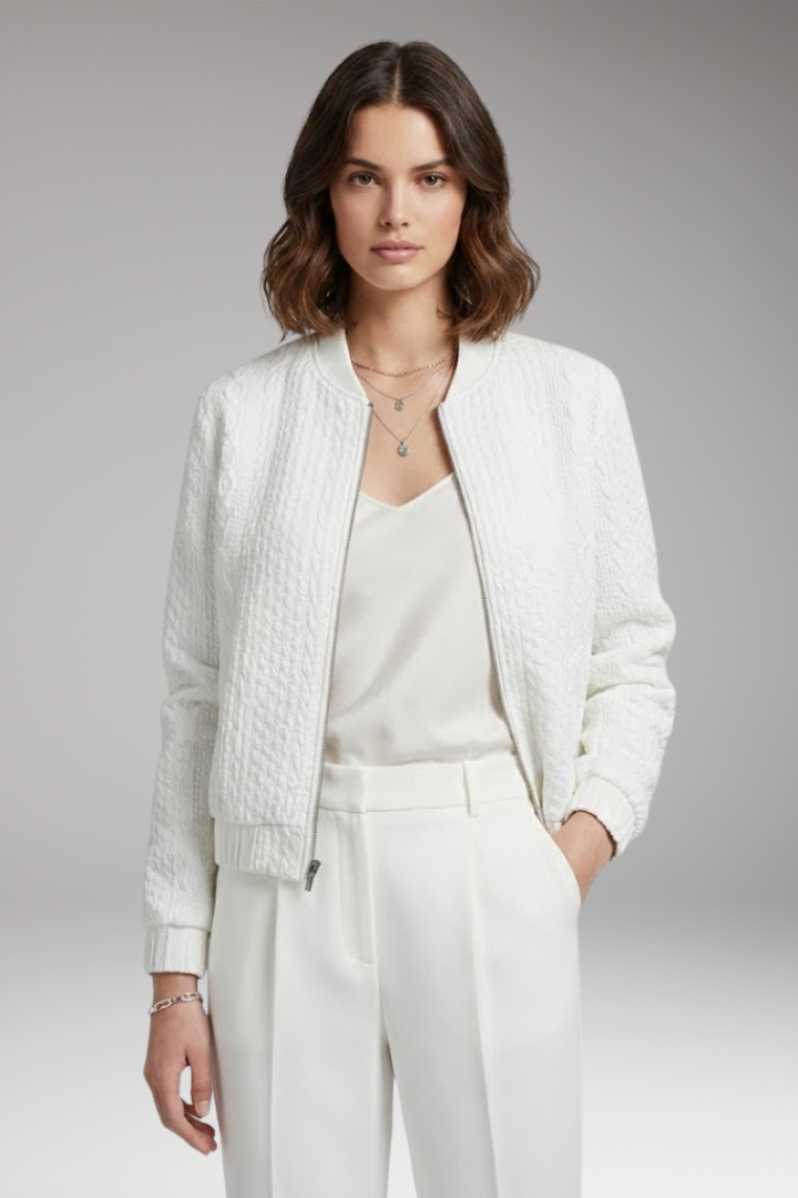 Women's Bomber Jacket Textured Stand Collar