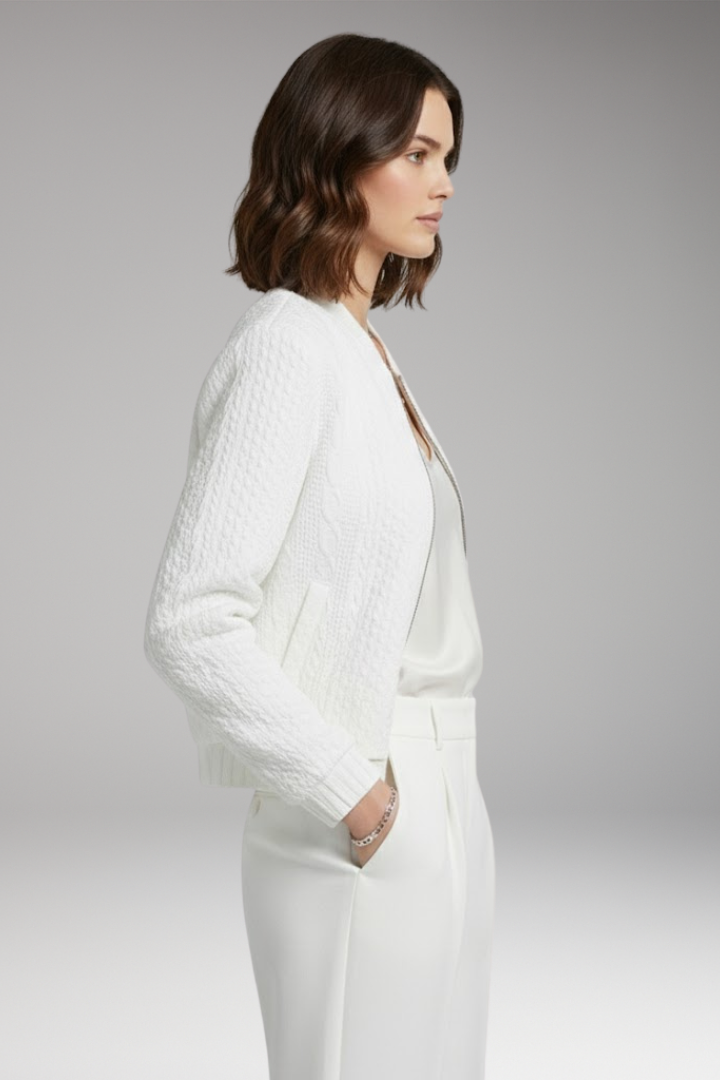 Women's Bomber Jacket Textured Stand Collar