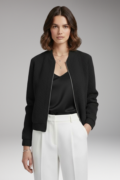 Women's Bomber Jacket Textured Stand Collar