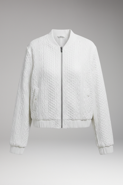 Women's Bomber Jacket Textured Stand Collar - VibreMode