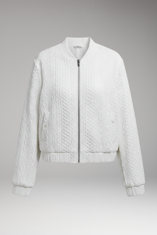 Women's Bomber Jacket Textured Stand Collar - VibreMode