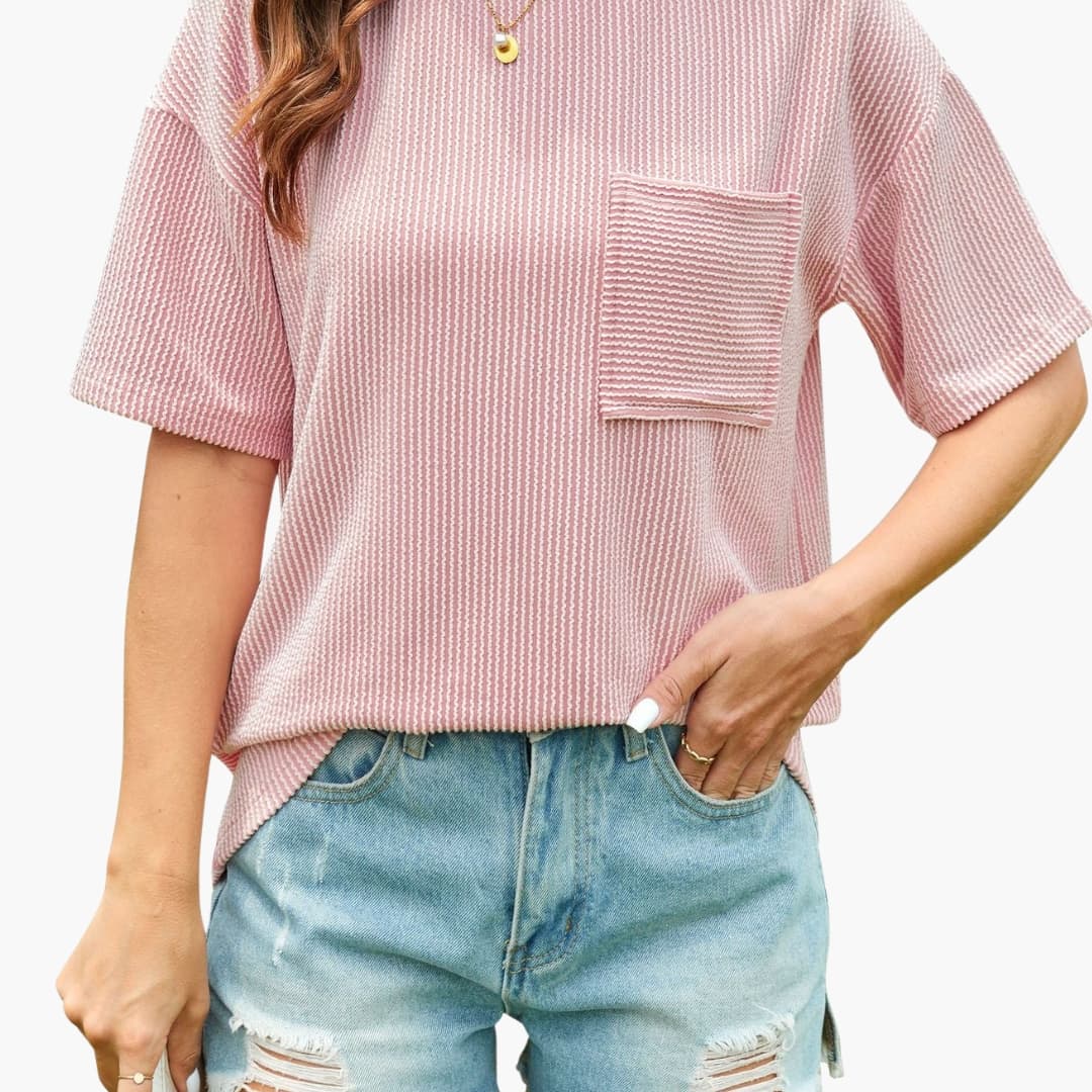 Women's Short Sleeve T-Shirt Cotton Front Pocket - VibreMode