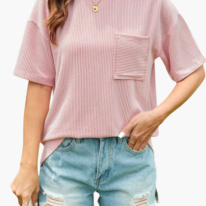 Women's Short Sleeve T-Shirt Cotton Front Pocket - VibreMode