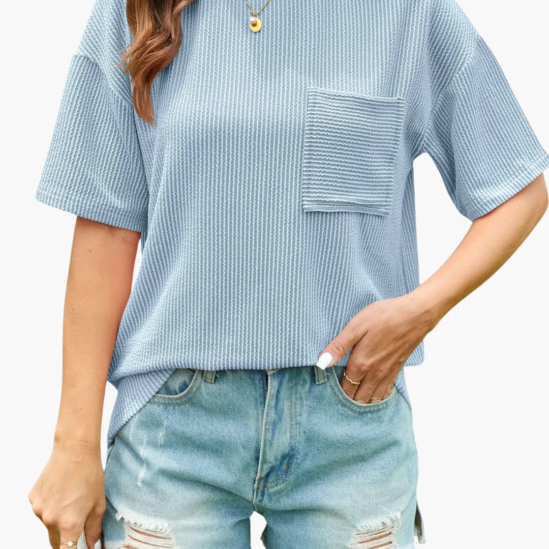 Women's Short Sleeve T-Shirt Cotton Front Pocket