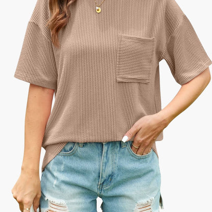 Women's Short Sleeve T-Shirt Cotton Front Pocket