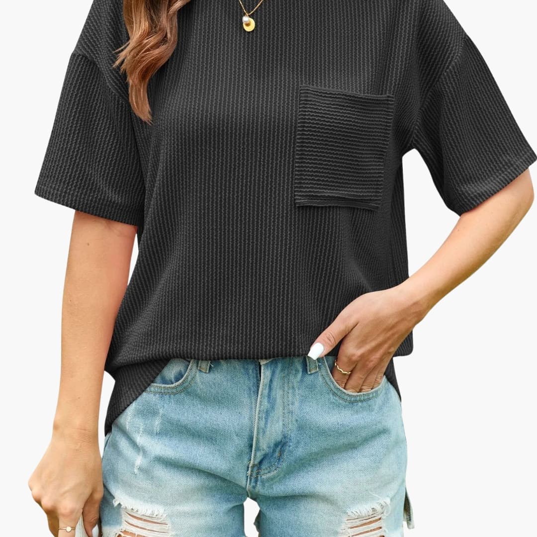 Women's Short Sleeve T-Shirt Cotton Front Pocket