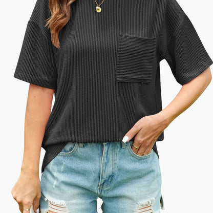Women's Short Sleeve T-Shirt Cotton Front Pocket
