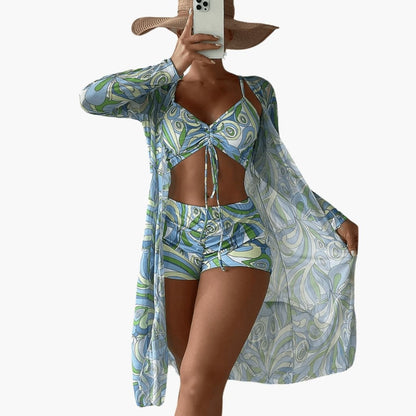 Women's Tie-Dye Bikini Set V-Neck